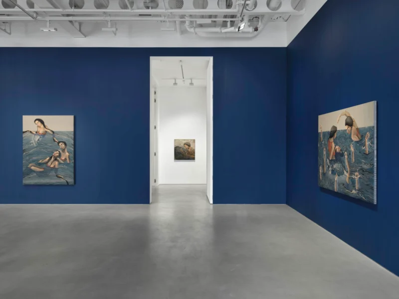 Installation shot from Hayv Kahraman: What cannot be said will be wept, @ Pilar Corrias
