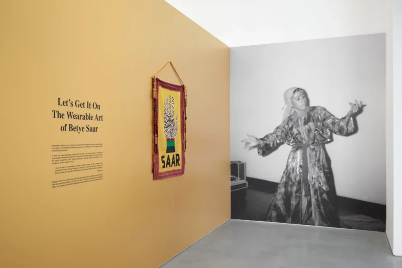 Installation shot from Let’s Get It On: The Wearable Art of Betye Saar, @ Roberts Projects