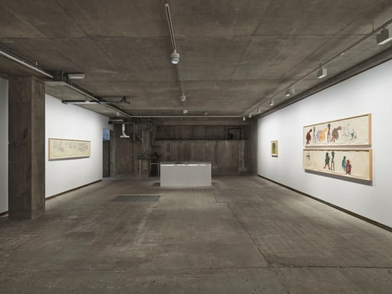 Installation shot from To the Dance: Eight works by Nancy Spero 1926-2009, @ Frith Street Gallery