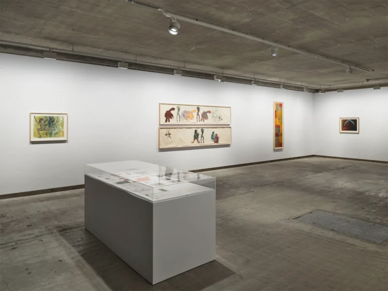 Installation shot from To the Dance: Eight works by Nancy Spero 1926-2009, @ Frith Street Gallery