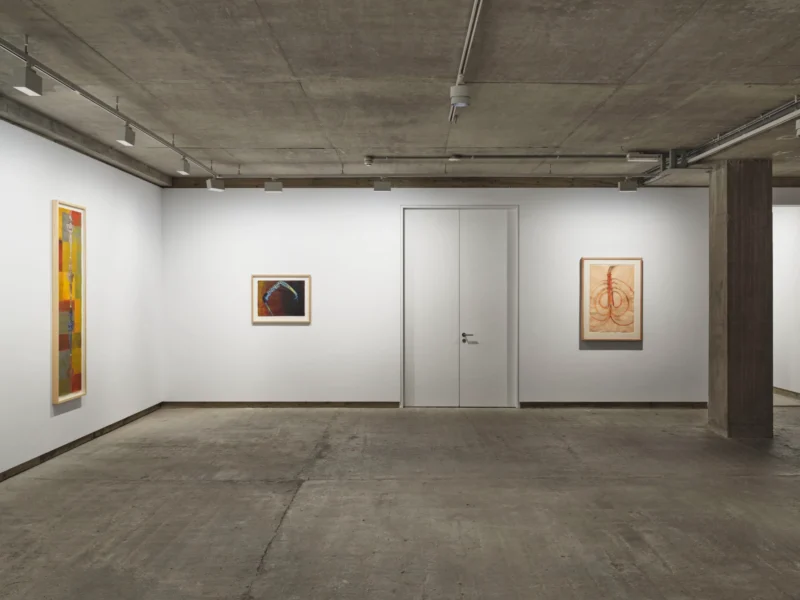 Installation shot from To the Dance: Eight works by Nancy Spero 1926-2009, @ Frith Street Gallery