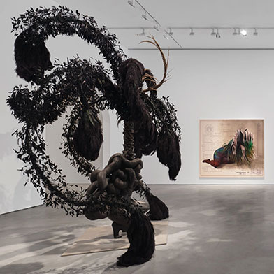 Image from Firelei B&aacute;ez. Feet squelching on wet grass, nourished by uncertainty, at Hauser & Wirth 22nd Street