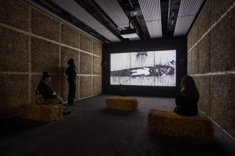 Installation shot from Kulpreet Singh: Indelible Black Marks, @ Hayward Gallery