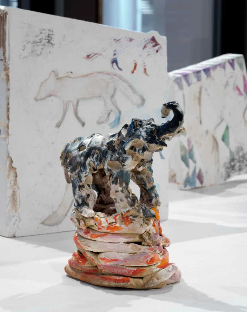 Installation shot from Anne Ryan: Folkmoot, @ London Mithraeum Bloomberg SPACE