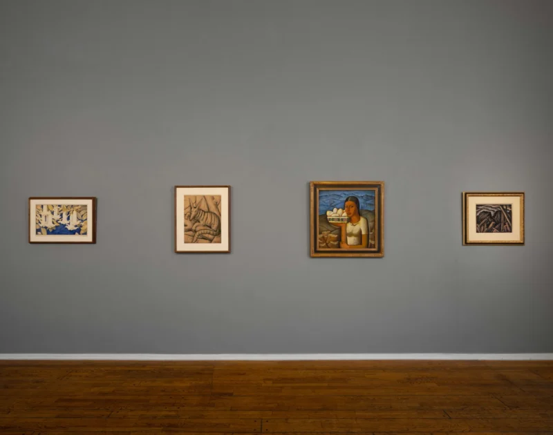 Installation shot from Cordillera Mexicana: Alfredo Ramos Martínez and the Mexican Landscape, @ Louis Stern Fine Arts