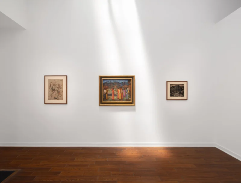 Installation shot from Cordillera Mexicana: Alfredo Ramos Martínez and the Mexican Landscape, @ Louis Stern Fine Arts