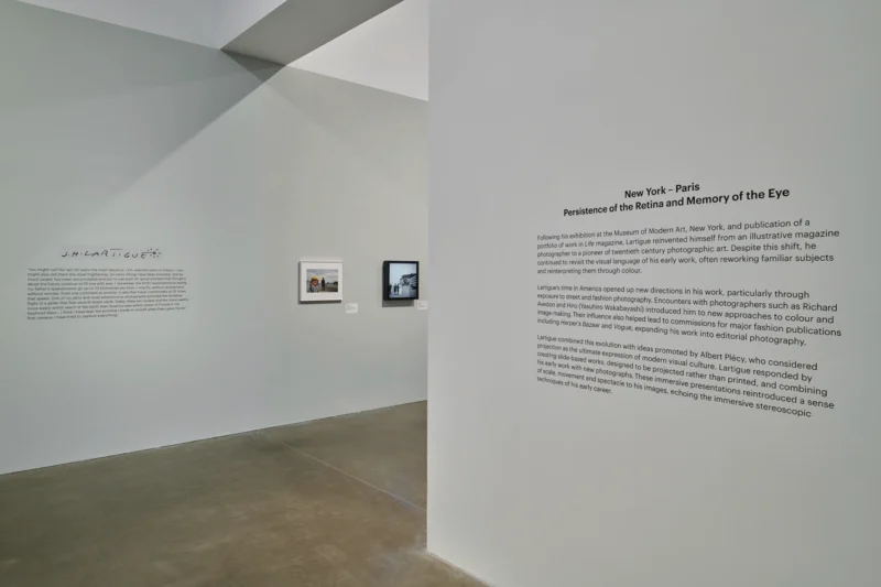 Installation shot from Jacques Henri Lartigue: Life in Colour, @ MK Gallery