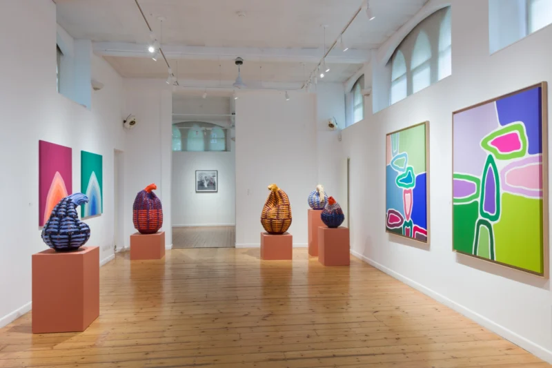 Installation shot from Xanthe Somers & Yacout Hamdouch: Poetic Threads | Spotlight: James Barnor, @ October Gallery