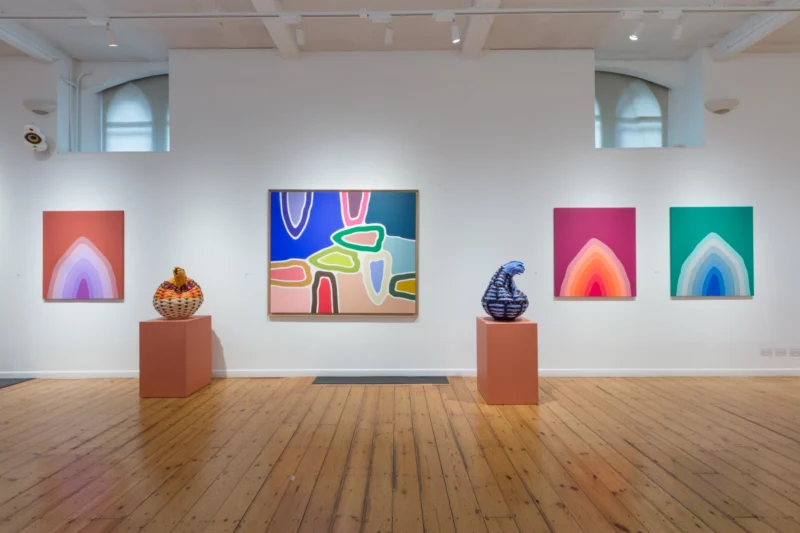Installation shot from Xanthe Somers & Yacout Hamdouch: Poetic Threads | Spotlight: James Barnor, @ October Gallery