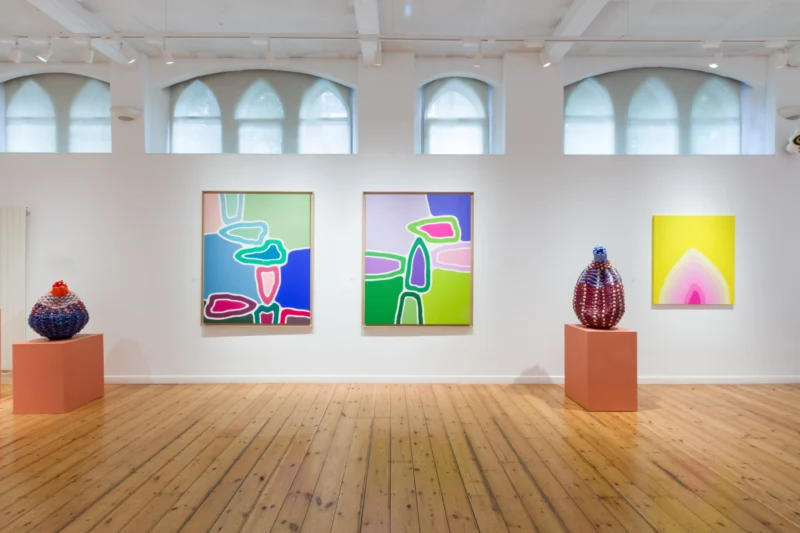Installation shot from Xanthe Somers & Yacout Hamdouch: Poetic Threads | Spotlight: James Barnor, @ October Gallery