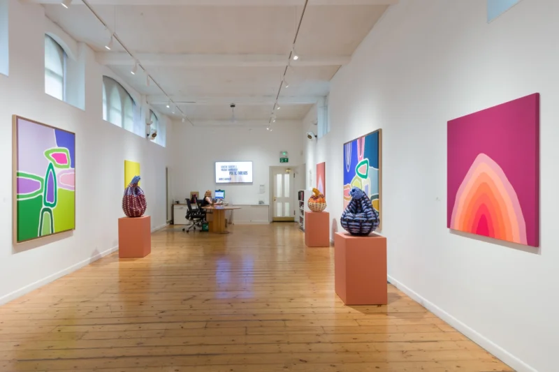 Installation shot from Xanthe Somers & Yacout Hamdouch: Poetic Threads | Spotlight: James Barnor, @ October Gallery