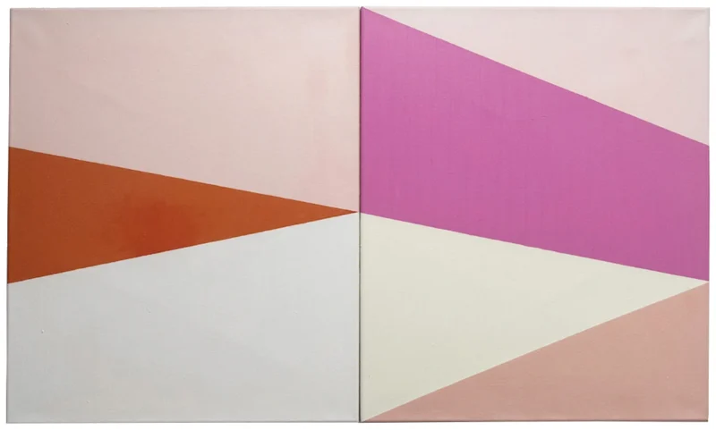 Sharon Hall, Diptych with pinks, whites & orange, 2021