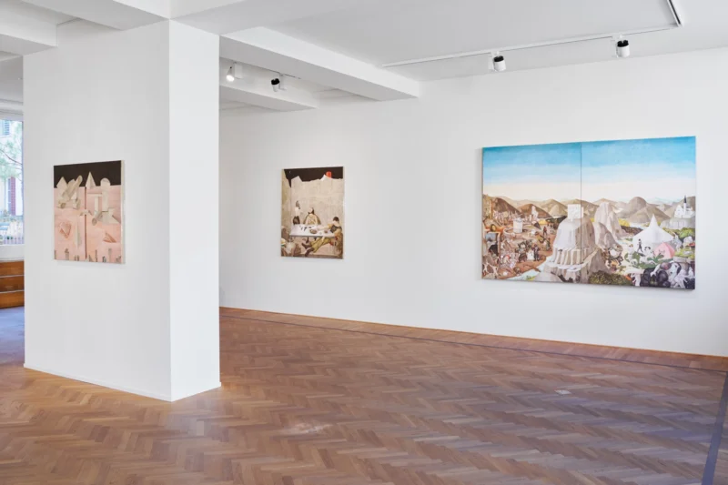Installation shot from Xiao Guo Hui: This Side of the Mountain, the Other Side of the Water, @ Galerie Fabian Lang