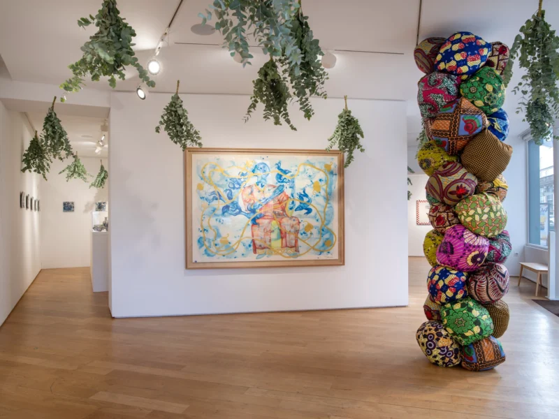 Installation shot from Barthélémy Toguo: The Nomadic Studio, @ Galerie Lelong