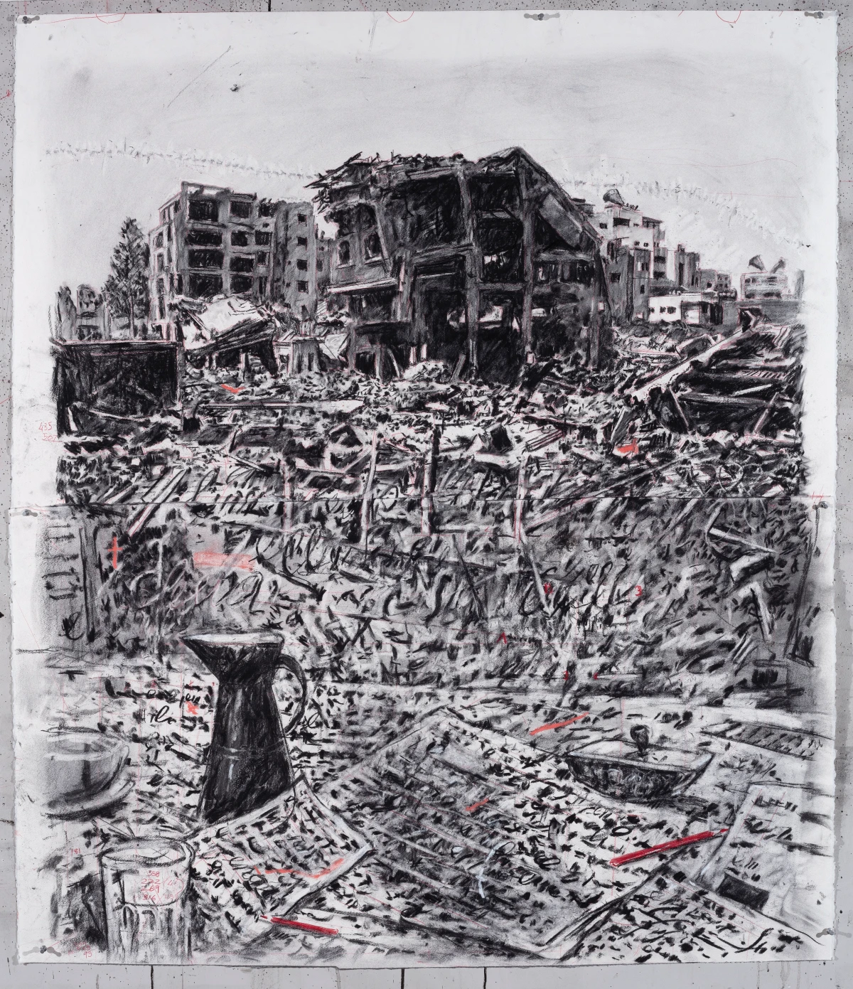 William Kentridge, Drawing for A Nicely Built City (Aftermath), 2026
