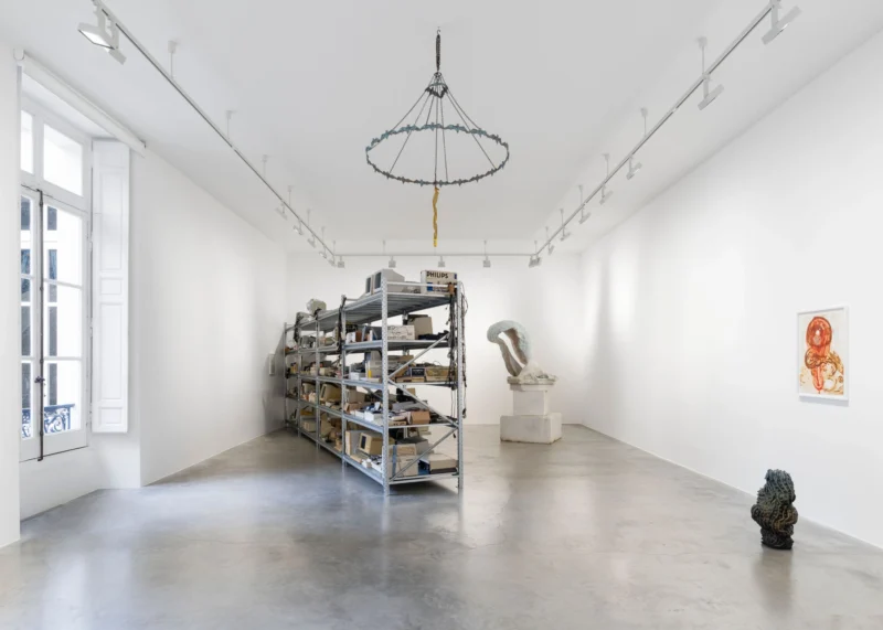 Installation shot from Johan Creten: Les Chiens de Pavlov, @ Perrotin