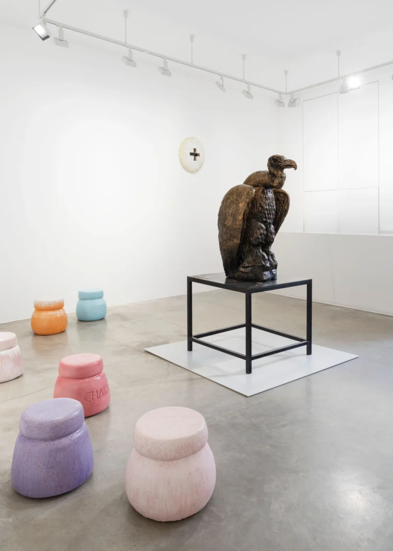 Installation shot from Johan Creten: Les Chiens de Pavlov, @ Perrotin