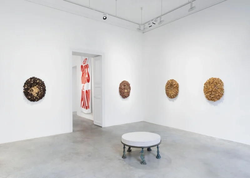 Installation shot from Johan Creten: Les Chiens de Pavlov, @ Perrotin