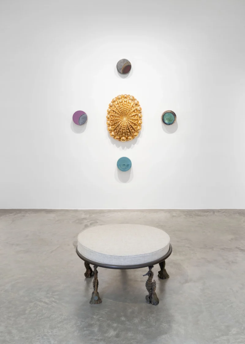 Installation shot from Johan Creten: Les Chiens de Pavlov, @ Perrotin