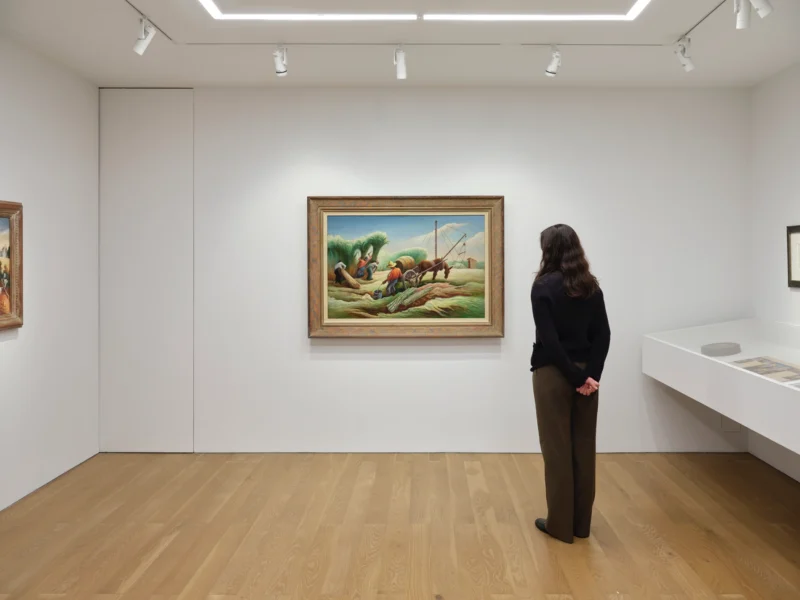 Installation shot from Thomas Hart Benton: A Picture of America in its Entirety, @ Schoelkopf
