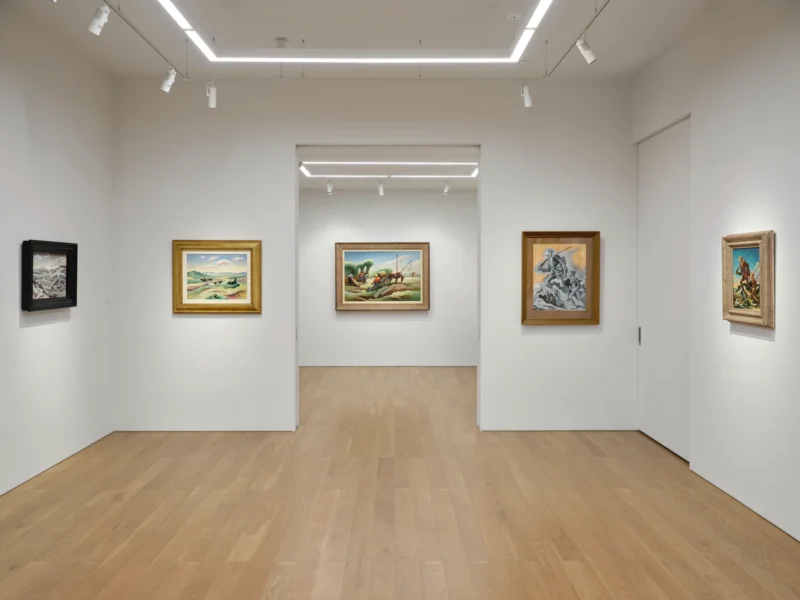 Installation shot from Thomas Hart Benton: A Picture of America in its Entirety, @ Schoelkopf