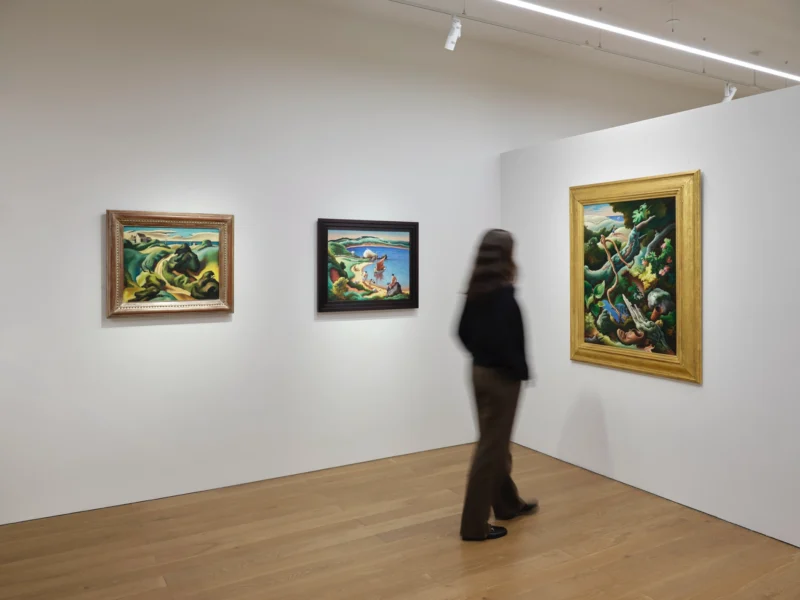 Installation shot from Thomas Hart Benton: A Picture of America in its Entirety, @ Schoelkopf