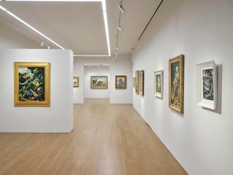 Installation shot from Thomas Hart Benton: A Picture of America in its Entirety, @ Schoelkopf