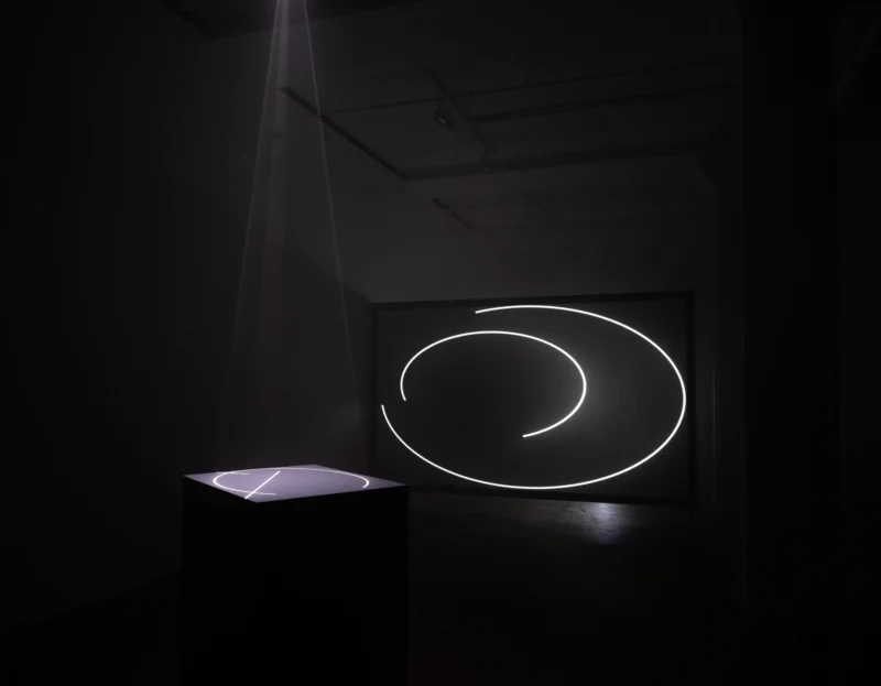 Installation shot from Anthony McCall: Solid Light, 1973, 2020, 2026, @ Sean Kelly Gallery