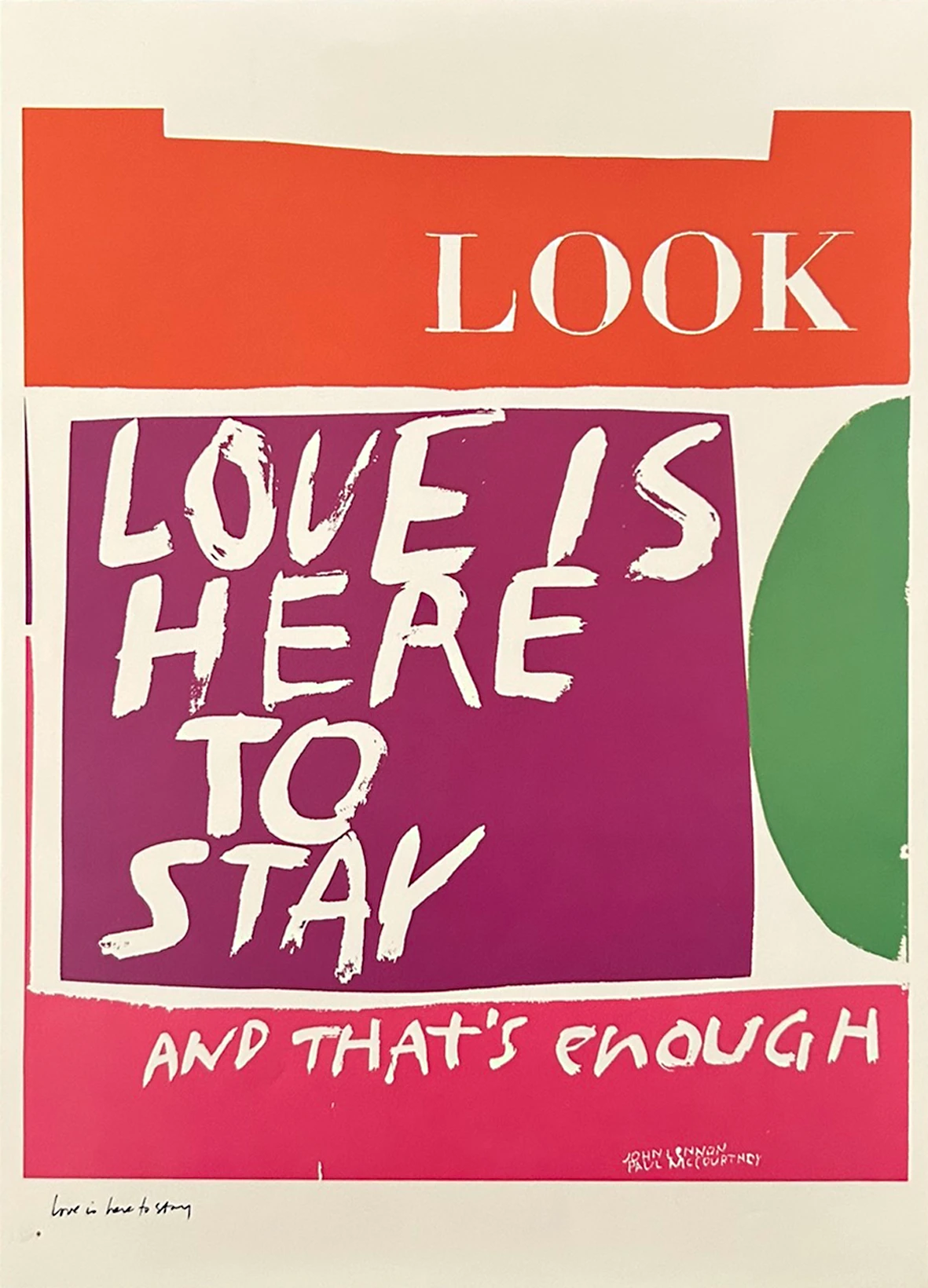 Sister Corita, love is here to stay, 1968