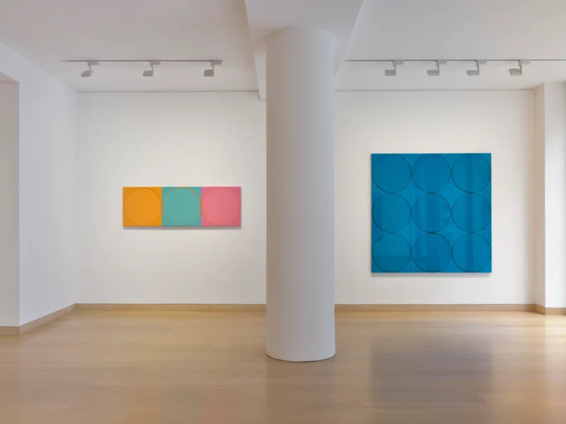 Installation shot from Ian Davenport: Reflections, @ Waddington Custot