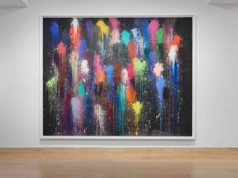 Installation shot from Ian Davenport: Reflections, @ Waddington Custot