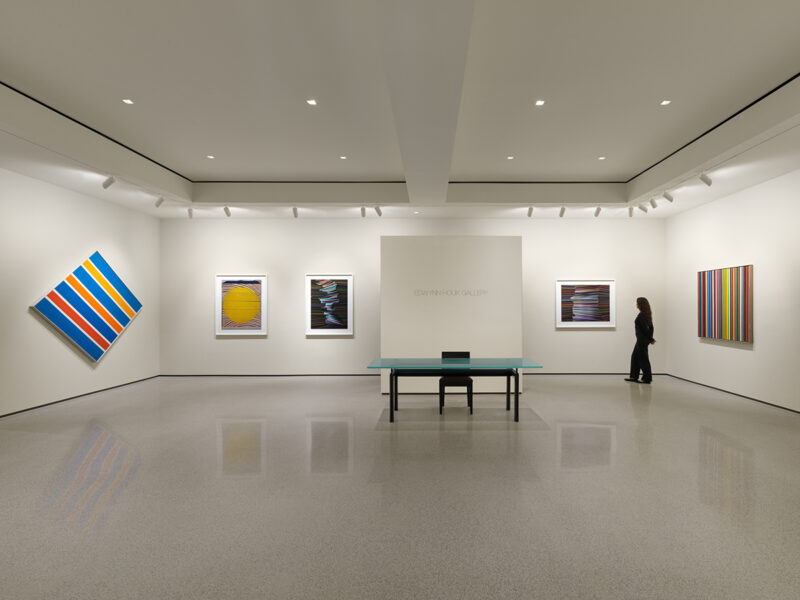 Installation shot from Abelardo Morell: Out of Paper, In Dialogue with Gene Davis, Kenneth Noland, Jules Olitski & Larry Poons, @ Edwynn Houk Gallery
