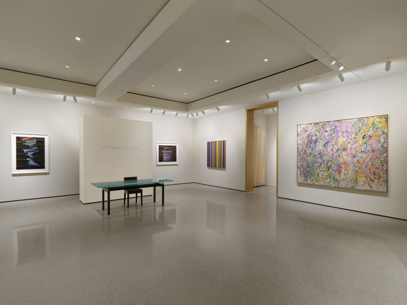 Installation shot from Abelardo Morell: Out of Paper, In Dialogue with Gene Davis, Kenneth Noland, Jules Olitski & Larry Poons, @ Edwynn Houk Gallery