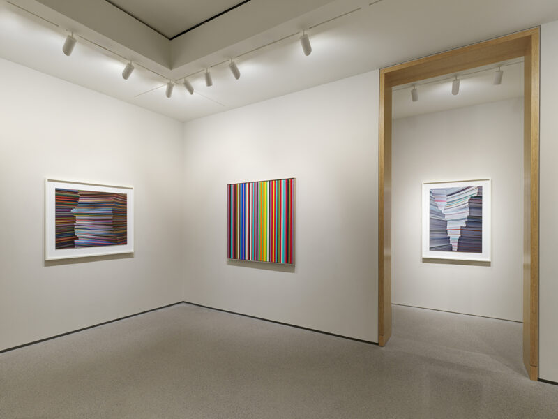 Installation shot from Abelardo Morell: Out of Paper, In Dialogue with Gene Davis, Kenneth Noland, Jules Olitski & Larry Poons, @ Edwynn Houk Gallery