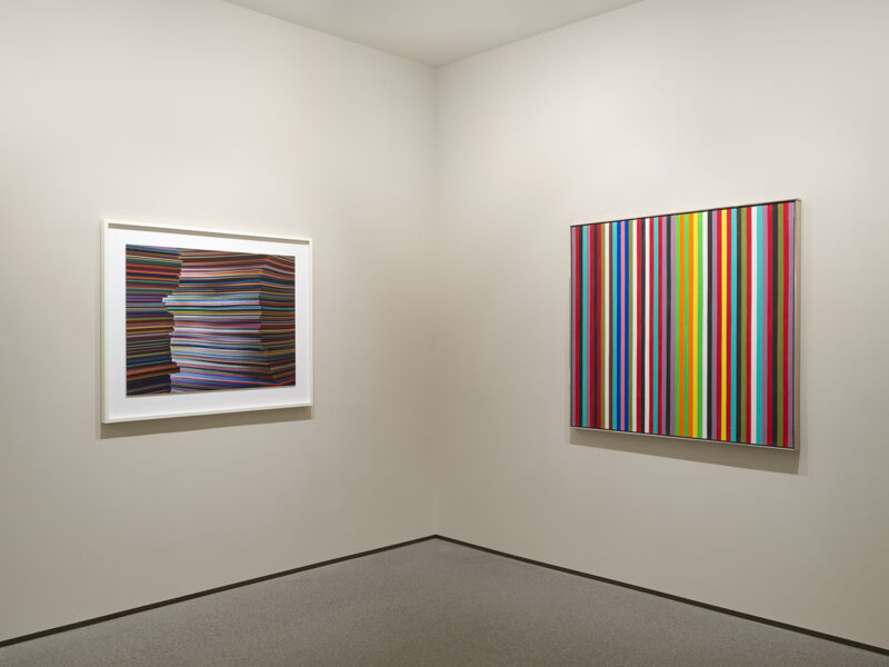 Installation shot from Abelardo Morell: Out of Paper, In Dialogue with Gene Davis, Kenneth Noland, Jules Olitski & Larry Poons, @ Edwynn Houk Gallery