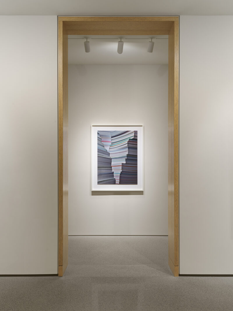 Installation shot from Abelardo Morell: Out of Paper, In Dialogue with Gene Davis, Kenneth Noland, Jules Olitski & Larry Poons, @ Edwynn Houk Gallery