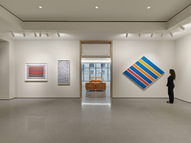 Installation shot from Abelardo Morell: Out of Paper, In Dialogue with Gene Davis, Kenneth Noland, Jules Olitski & Larry Poons, @ Edwynn Houk Gallery