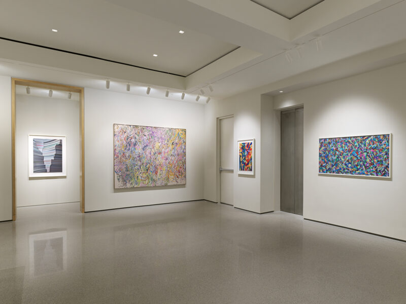 Installation shot from Abelardo Morell: Out of Paper, In Dialogue with Gene Davis, Kenneth Noland, Jules Olitski & Larry Poons, @ Edwynn Houk Gallery