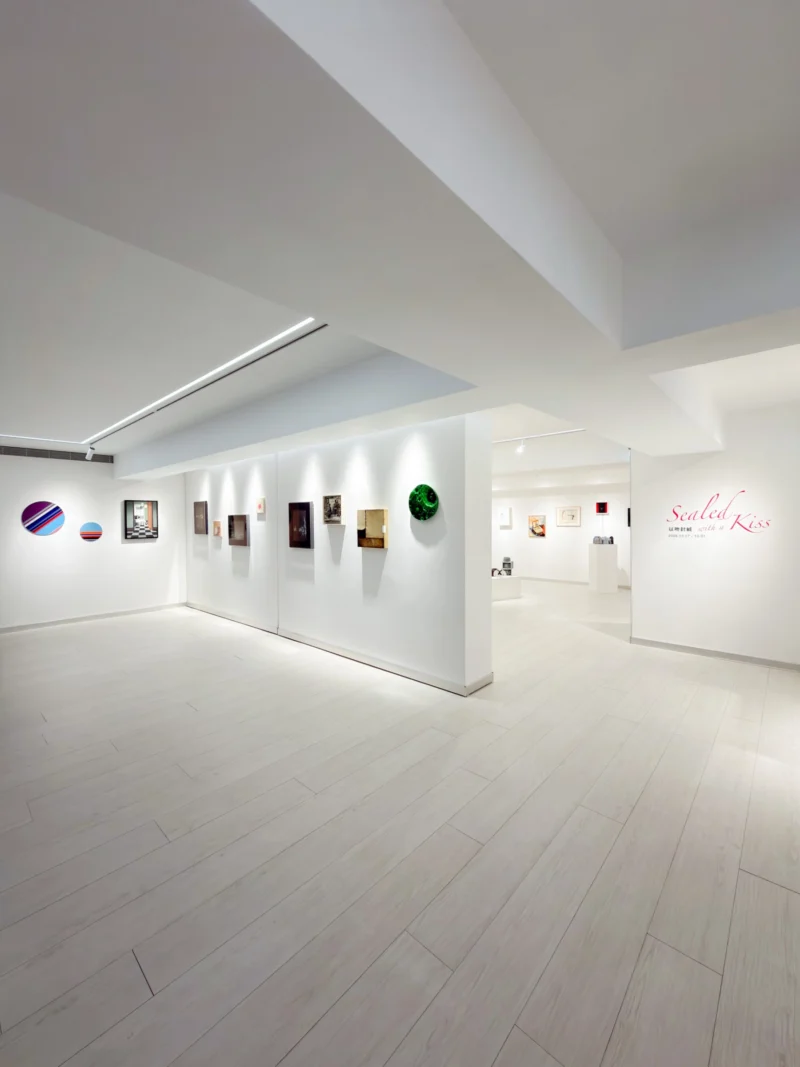 Installation shot from Sealed with a Kiss, @ Bluerider ART