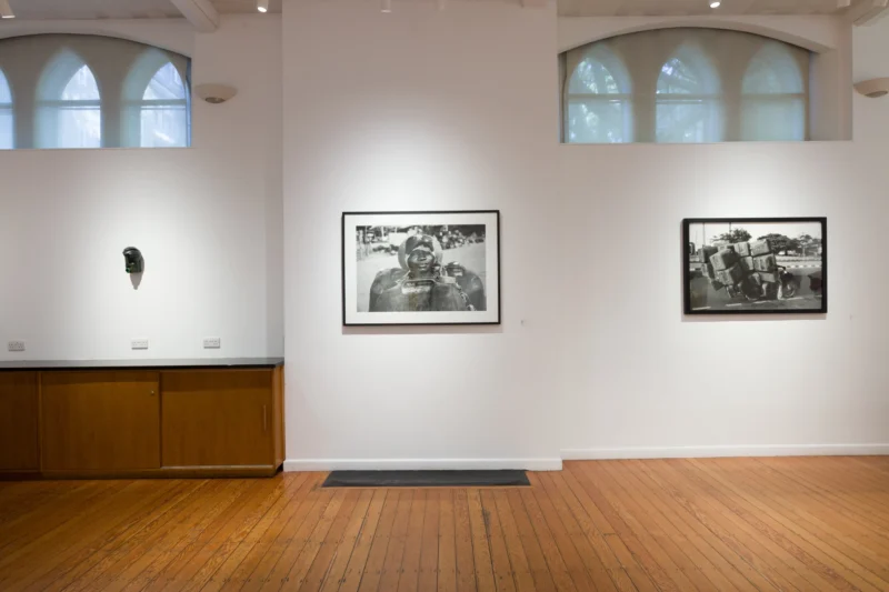 Installation shot from Romuald Hazoumè: My Blue Period, @ October Gallery