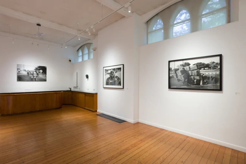 Installation shot from Romuald Hazoumè: My Blue Period, @ October Gallery